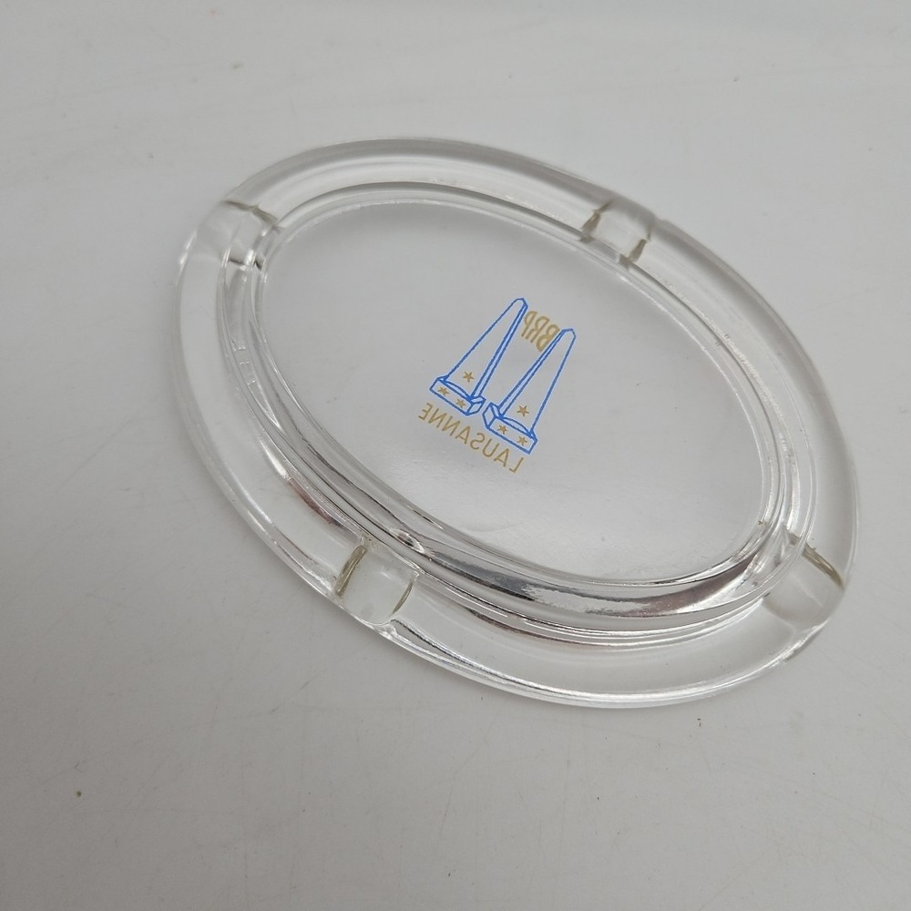 BRP Lausanne Ashtray Beau Rivage Palace Glass Blue Gold Clear - Picture 5 of 5
